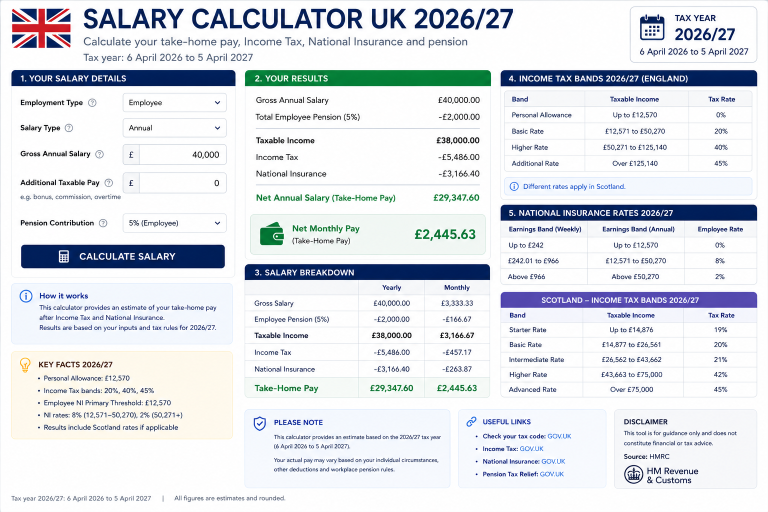 Salary Calculator UK 2026/27